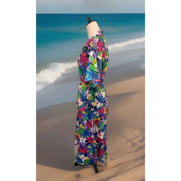 1980's Vintage HAWAIIAN Print Womens Floral Maxi Skirt w/Top 2 Piece Outfit - Picture 6 of 12